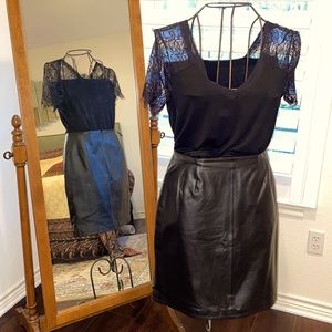 Black leather pencil skirt